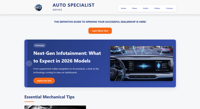 Pré-visualização do projeto Auto Specialist